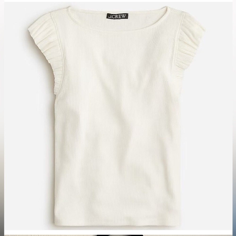 J. Crew Vintage rib ruffle boatneck tank top small new